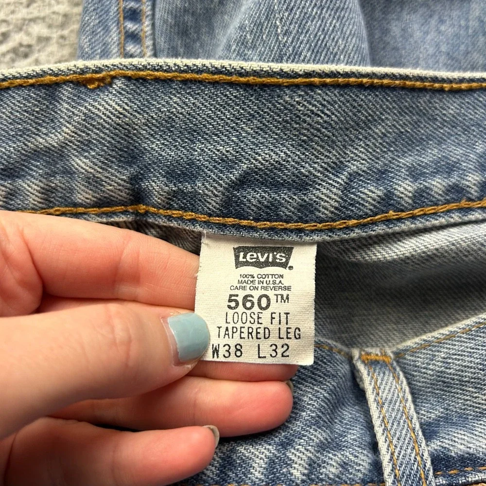 VTG Levis 560 Jeans Mens 38x32 Blue Loose Baggy Tapered Made In USA Y2K